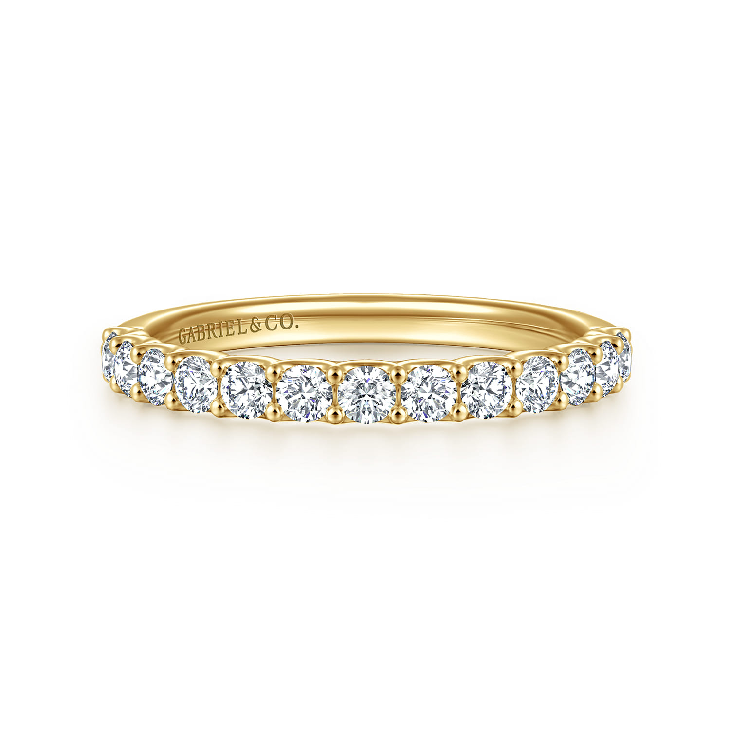 Straight Wedding Ring in 14k White Gold with Round Natural Diamond at Gabriel & Co. - Shot 1