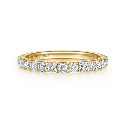 Ferre - 14K Yellow Gold Scallop Setting Diamond Anniversary Band