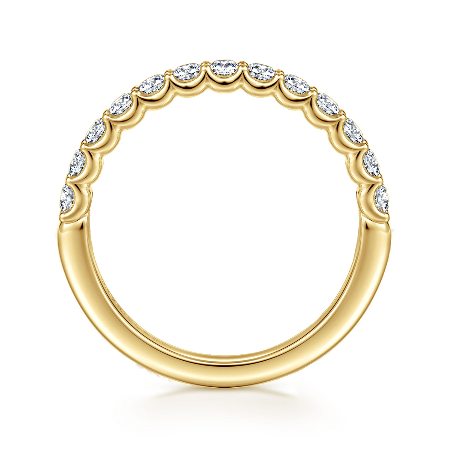 Straight Wedding Ring in 14k White Gold with Round Natural Diamond at Gabriel & Co. - Shot 2