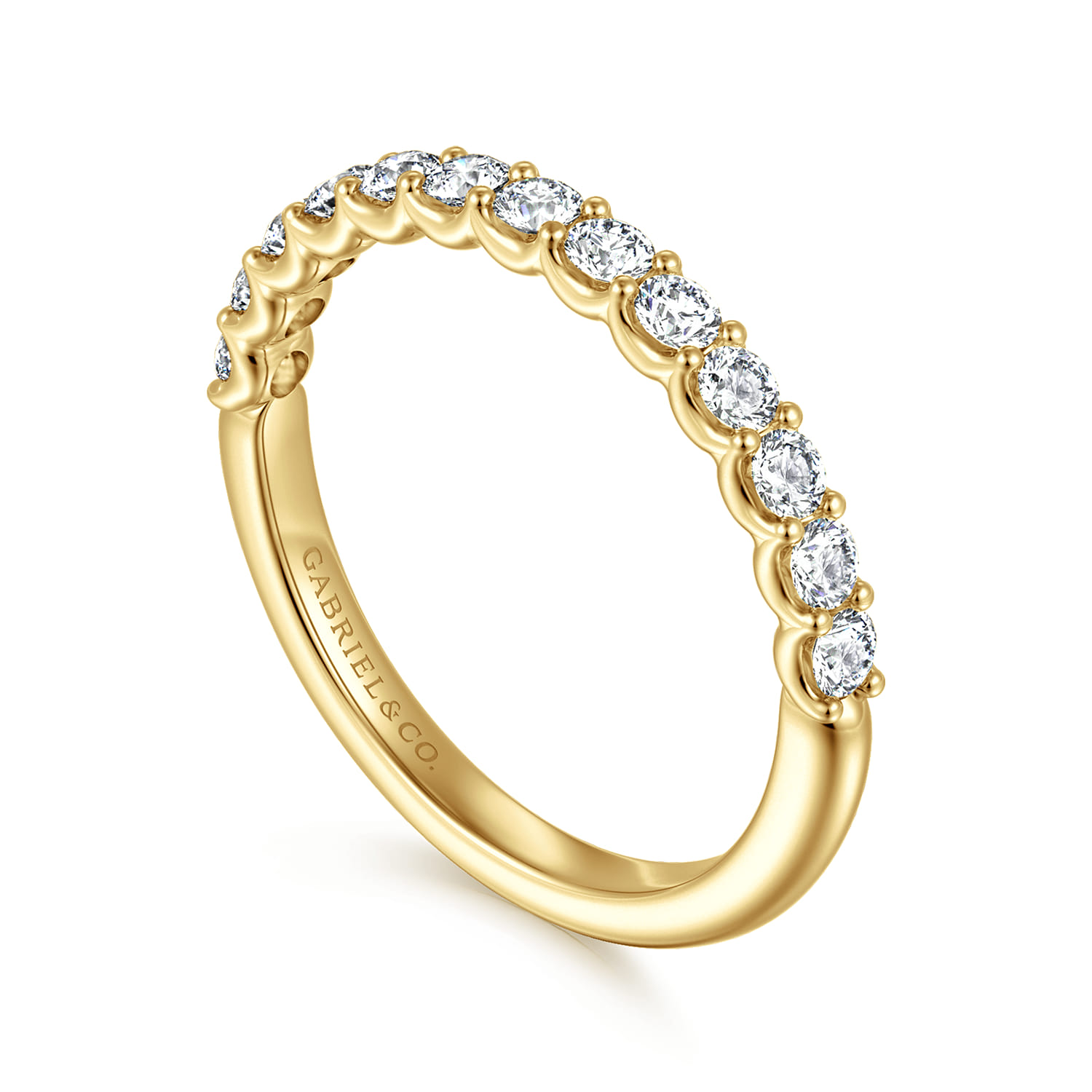 Straight Wedding Ring in 14k White Gold with Round Natural Diamond at Gabriel & Co. - Shot 3