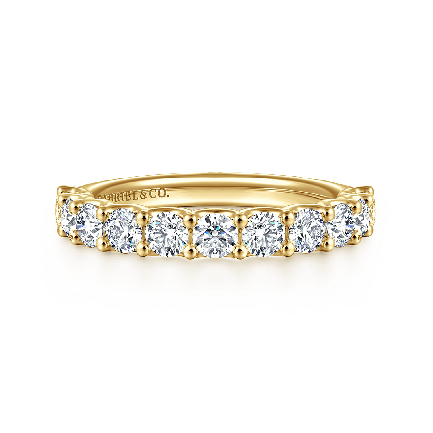 Straight Wedding Ring in 14k White Gold with Round Natural Diamond at Gabriel & Co. - Shot 1