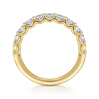 Ferre - 14K Yellow Gold Scallop Setting Diamond Anniversary Band