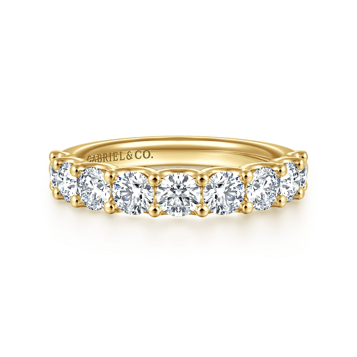 Straight Wedding Ring in 14k White Gold with Round Natural Diamond at Gabriel & Co. - Shot 1