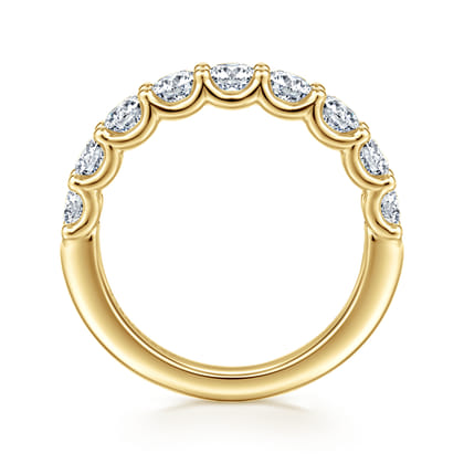 Ferre - 14K Yellow Gold Scallop Setting Diamond Anniversary Band