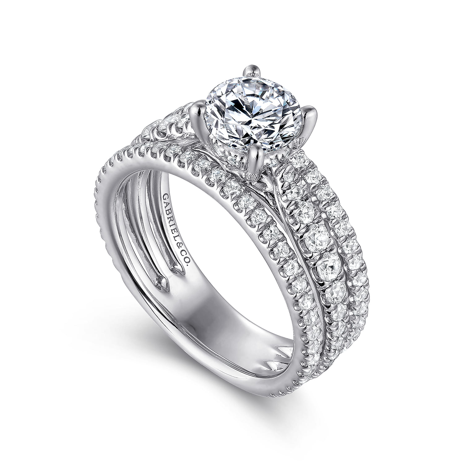 Fiji - 14K White Gold Round Diamond Engagement Ring