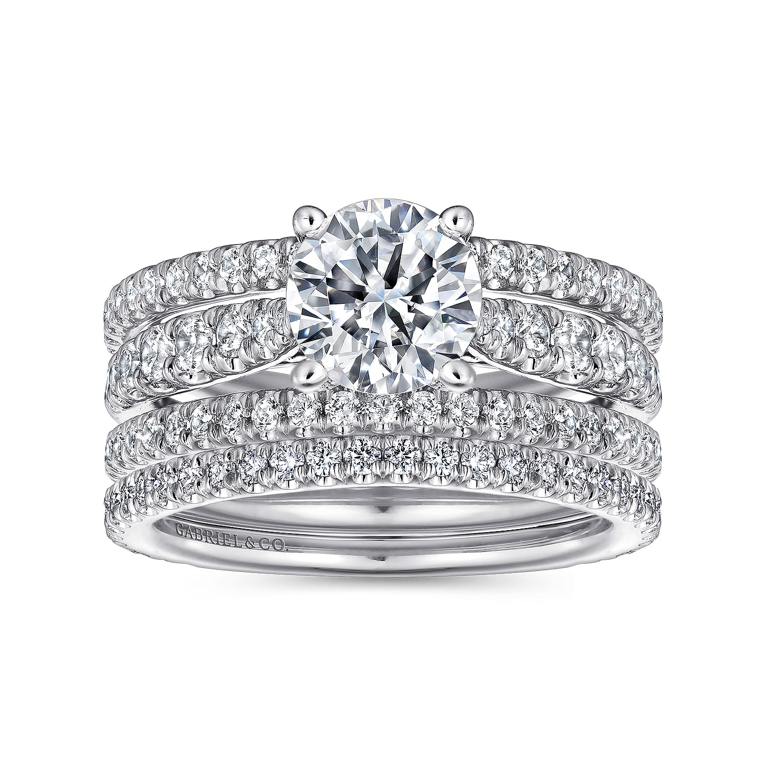 Fiji - 14K White Gold Round Diamond Engagement Ring
