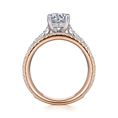 Fiji - 14K White-Rose Gold Round Diamond Engagement Ring - 0.88 ct - Shot 2