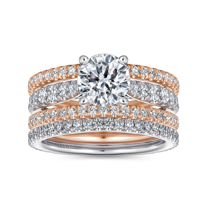 Fiji - 14K White-Rose Gold Round Diamond Engagement Ring
