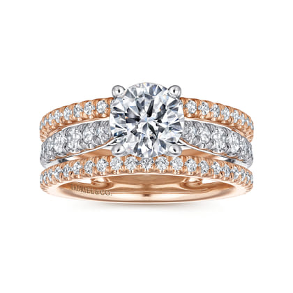 Fiji - 14K White-Rose Gold Round Diamond Engagement Ring