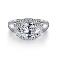 Fillipa - 14K White Gold Oval Double Halo Diamond Engagement Ring
