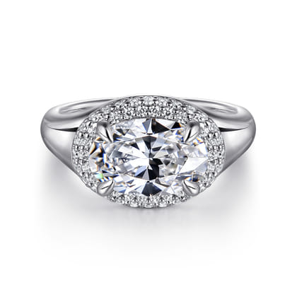 Fillipa - 14K White Gold Oval Double Halo Diamond Engagement Ring