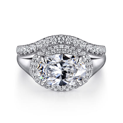 Fillipa - 14K White Gold Oval Double Halo Diamond Engagement Ring