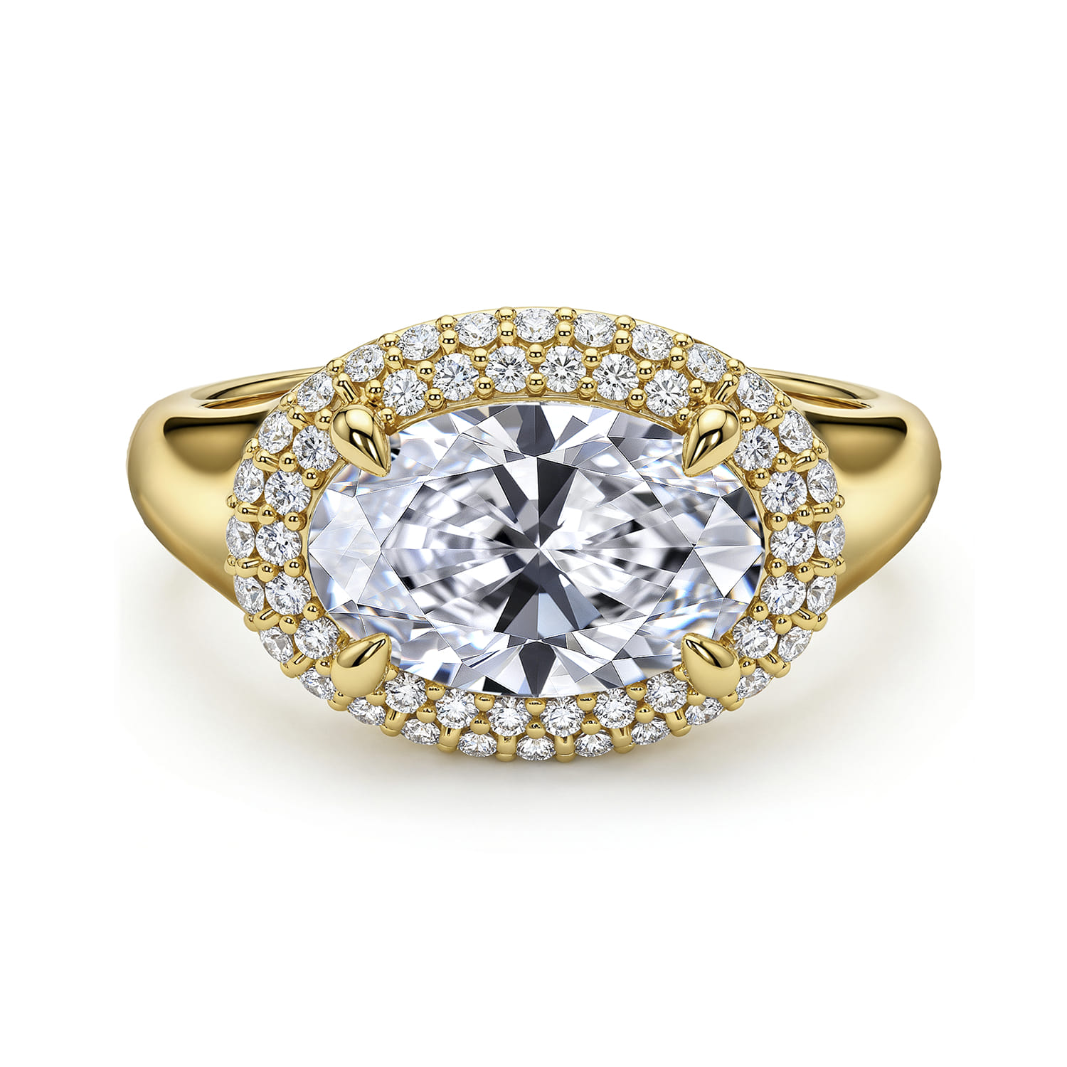 Fillipa - 14K Yellow Gold Oval Double Halo Diamond Engagement Ring