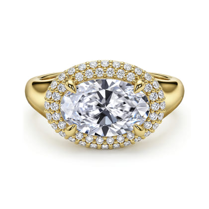 Fillipa - 14K Yellow Gold Oval Double Halo Diamond Engagement Ring