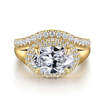 Fillipa - 14K Yellow Gold Oval Double Halo Diamond Engagement Ring