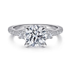 Finian - 14K White Gold Round Three Stone Diamond Engagement Ring