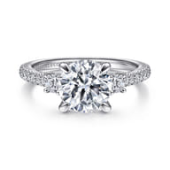 Finian - 14K White Gold Round Three Stone Diamond Engagement Ring