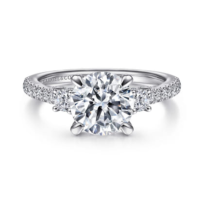 Finian - 14K White Gold Round Three Stone Diamond Engagement Ring