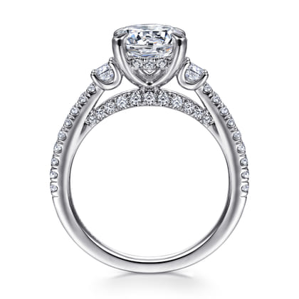 Finian - 14K White Gold Round Three Stone Diamond Engagement Ring