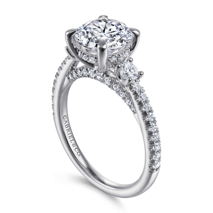 Finian - 14K White Gold Round Three Stone Diamond Engagement Ring