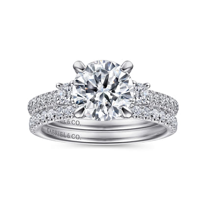 Finian - 14K White Gold Round Three Stone Diamond Engagement Ring