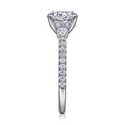 Finian - 14K White Gold Round Three Stone Diamond Engagement Ring