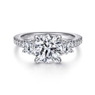 Finian - 18K White Gold Round 3 Stone Diamond Engagement Ring