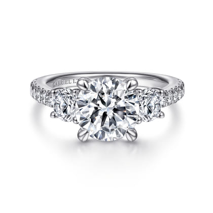 Finian - 18K White Gold Round 3 Stone Diamond Engagement Ring