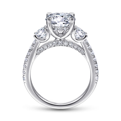 Finian - 18K White Gold Round 3 Stone Diamond Engagement Ring