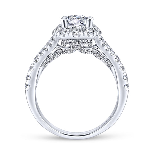 Fiona - 14K White Gold Round Halo Diamond Engagement Ring - 0.92 ct - Shot 2