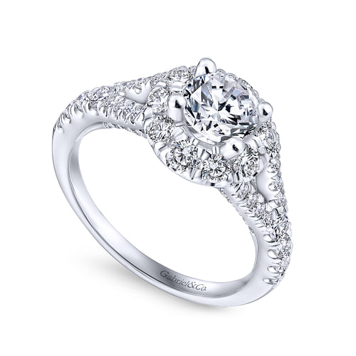 Fiona - 14K White Gold Round Halo Diamond Engagement Ring - 0.92 ct - Shot 3