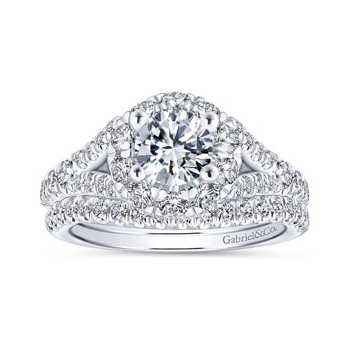 Fiona - 14K White Gold Round Halo Diamond Engagement Ring - 0.92 ct - Shot 4