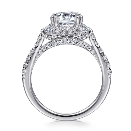 Fiora - 14K White Gold Emerald Cut Three Stone Diamond Engagement Ring - 0.93 ct - Shot 2