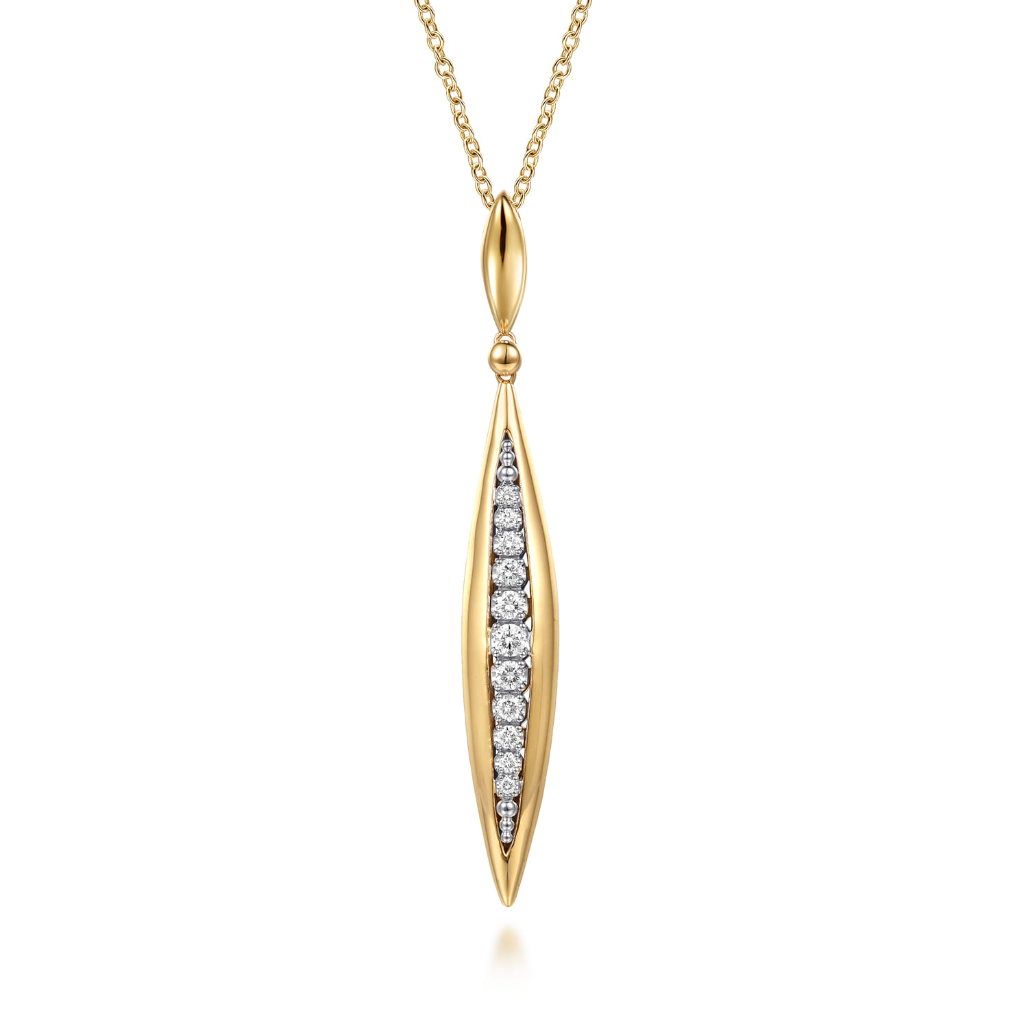 Fiora - 14K White  Yellow Gold Diamond Bullet Drop Necklace