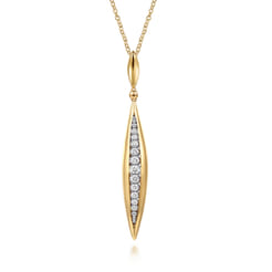 Fiora - 14K White  Yellow Gold Diamond Bullet Drop Necklace