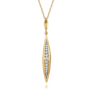 Fiora - 14K White  Yellow Gold Diamond Bullet Drop Necklace