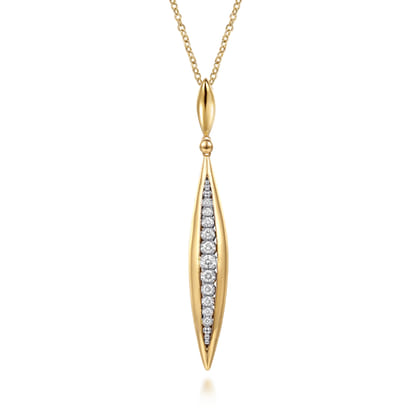 Fiora - 14K White  Yellow Gold Diamond Bullet Drop Necklace