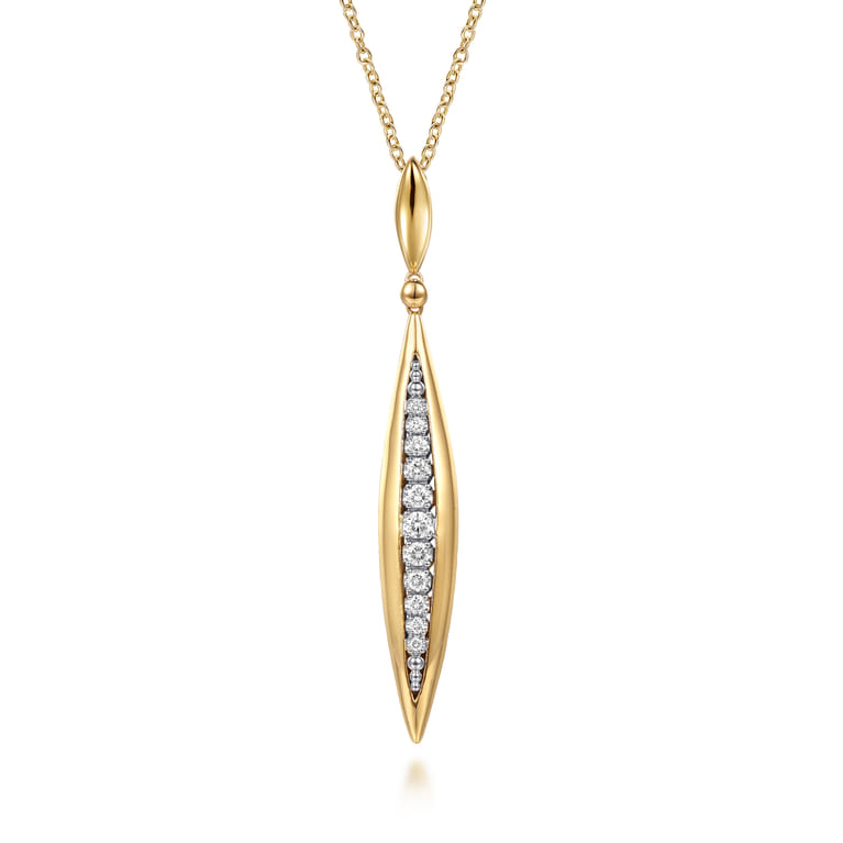 Fiora - 14K White  Yellow Gold Diamond Bullet Drop Necklace - 0.35 ct - Shot 1