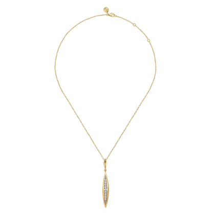 Fiora - 14K White  Yellow Gold Diamond Bullet Drop Necklace
