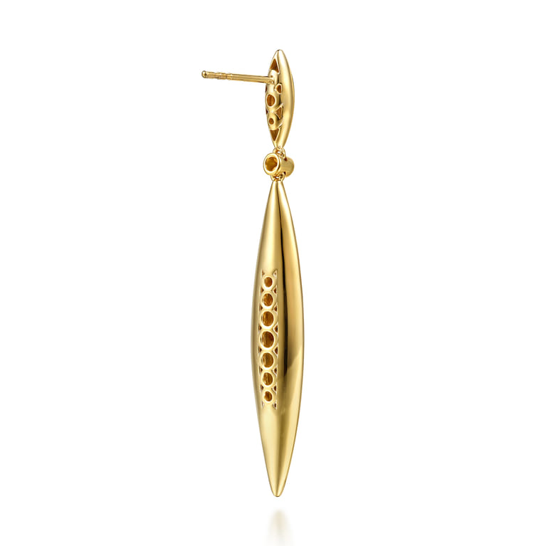 Fiora - 14K White  Yellow Gold Diamond Bullet Stud Drop Earrings - 0.5 ct - Shot 2