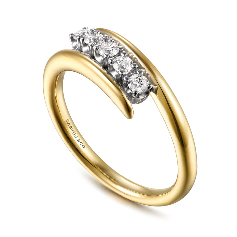 Fiora - 14K White  Yellow Gold Diamond Bypass Ring - 0.23 ct - Shot 3