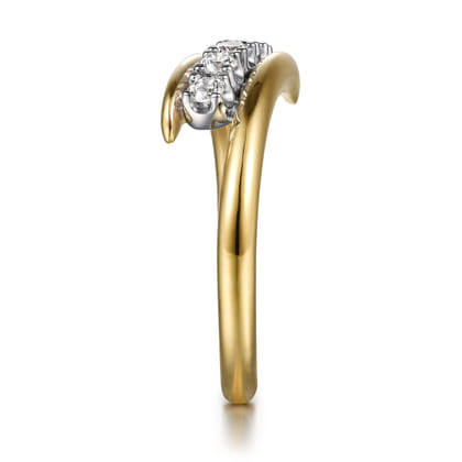 Fiora - 14K White  Yellow Gold Diamond Bypass Ring