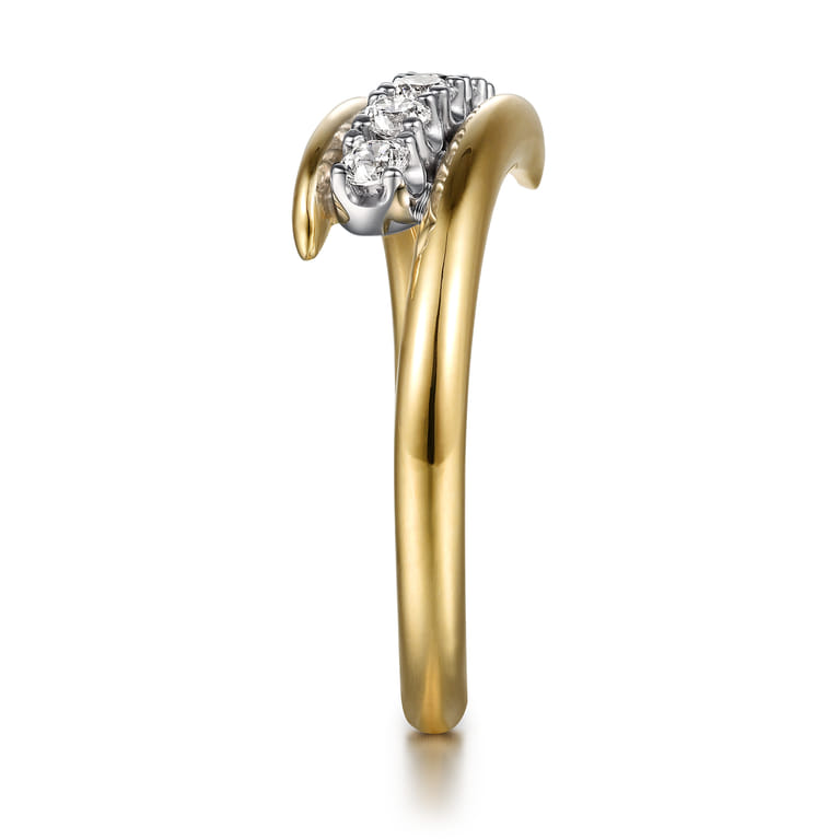 Fiora - 14K White  Yellow Gold Diamond Bypass Ring - 0.23 ct - Shot 4