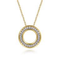 Fiora - 14K White  Yellow Gold Diamond Circle Pendant Necklace