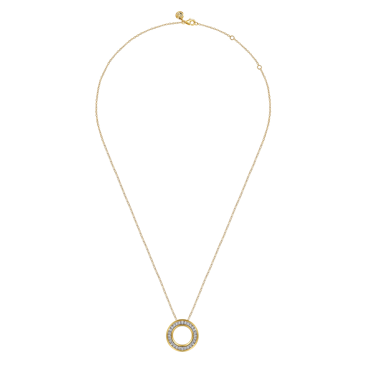 Fiora - 14K White  Yellow Gold Diamond Circle Pendant Necklace