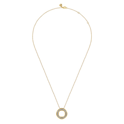 Fiora - 14K White  Yellow Gold Diamond Circle Pendant Necklace
