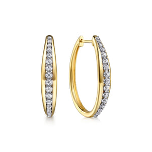 Fiora - 14K White  Yellow Gold Diamond Classic Hoop Earrings