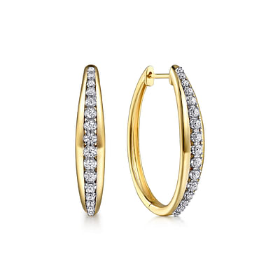 Fiora - 14K White  Yellow Gold Diamond Classic Hoop Earrings