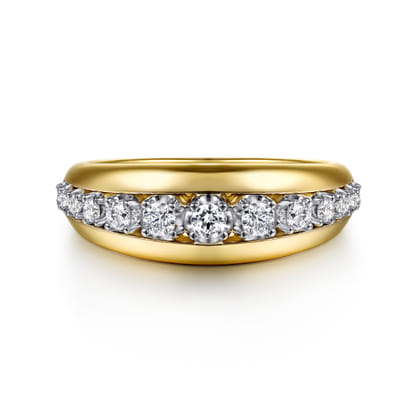 Fiora - 14K White  Yellow Gold Diamond Graduating Wide Band Ring