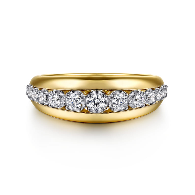 Fiora - 14K White  Yellow Gold Diamond Graduating Wide Band Ring - 0.35 ct - Shot 1